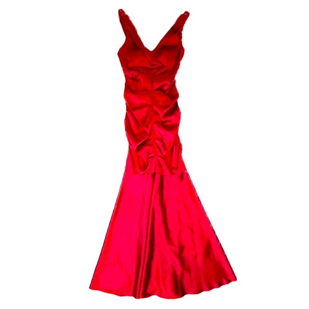 Women's Size US 4 Red Satin Mermaid Dress